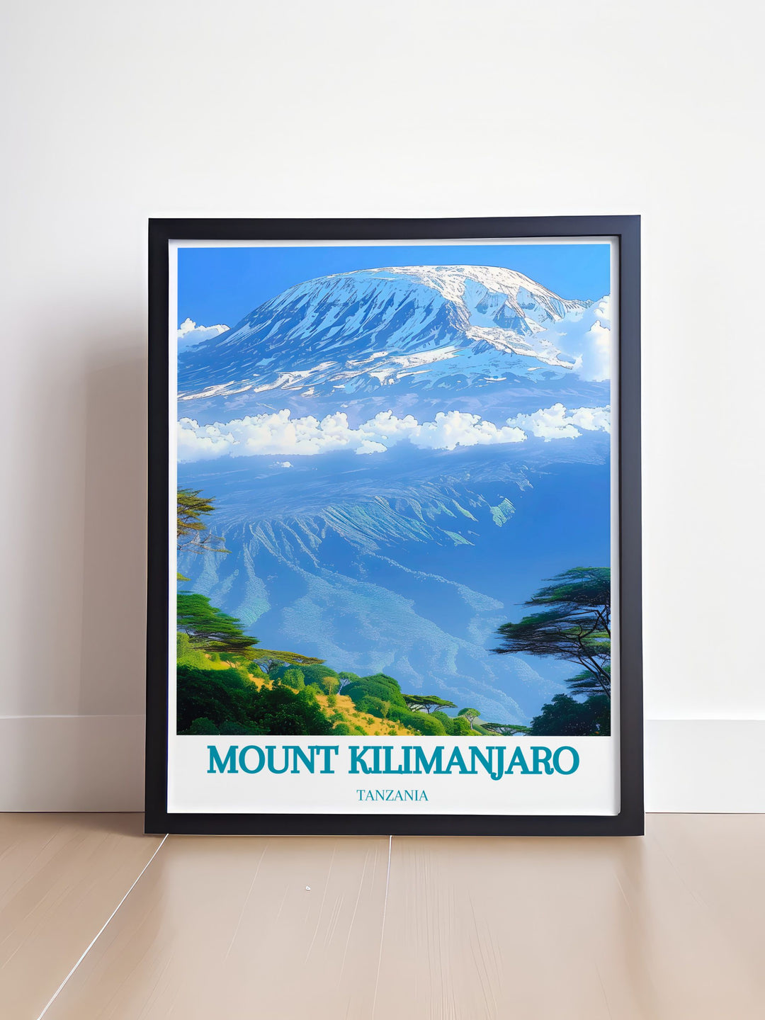 Mount Kilimanjaro stunning print capturing the grandeur of Tanzanias highest peak ideal for modern decor and as a thoughtful gift for adventure lovers.