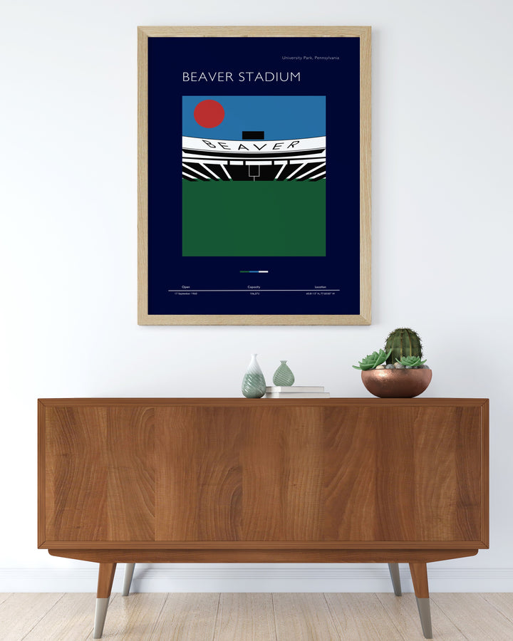 Elevate your living room decor with this Beaver Stadium modern print featuring Penn State Football an ideal gift for Fathers Day or any Nittany Lions fan looking to showcase their pride in Pennsylvania sports