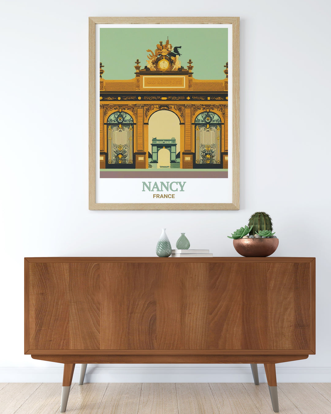 Nancy travel poster capturing the beauty of Place Stanislas, perfect for those who appreciate French architecture and art. Ideal for home decor or as a travel gift for friends or family.