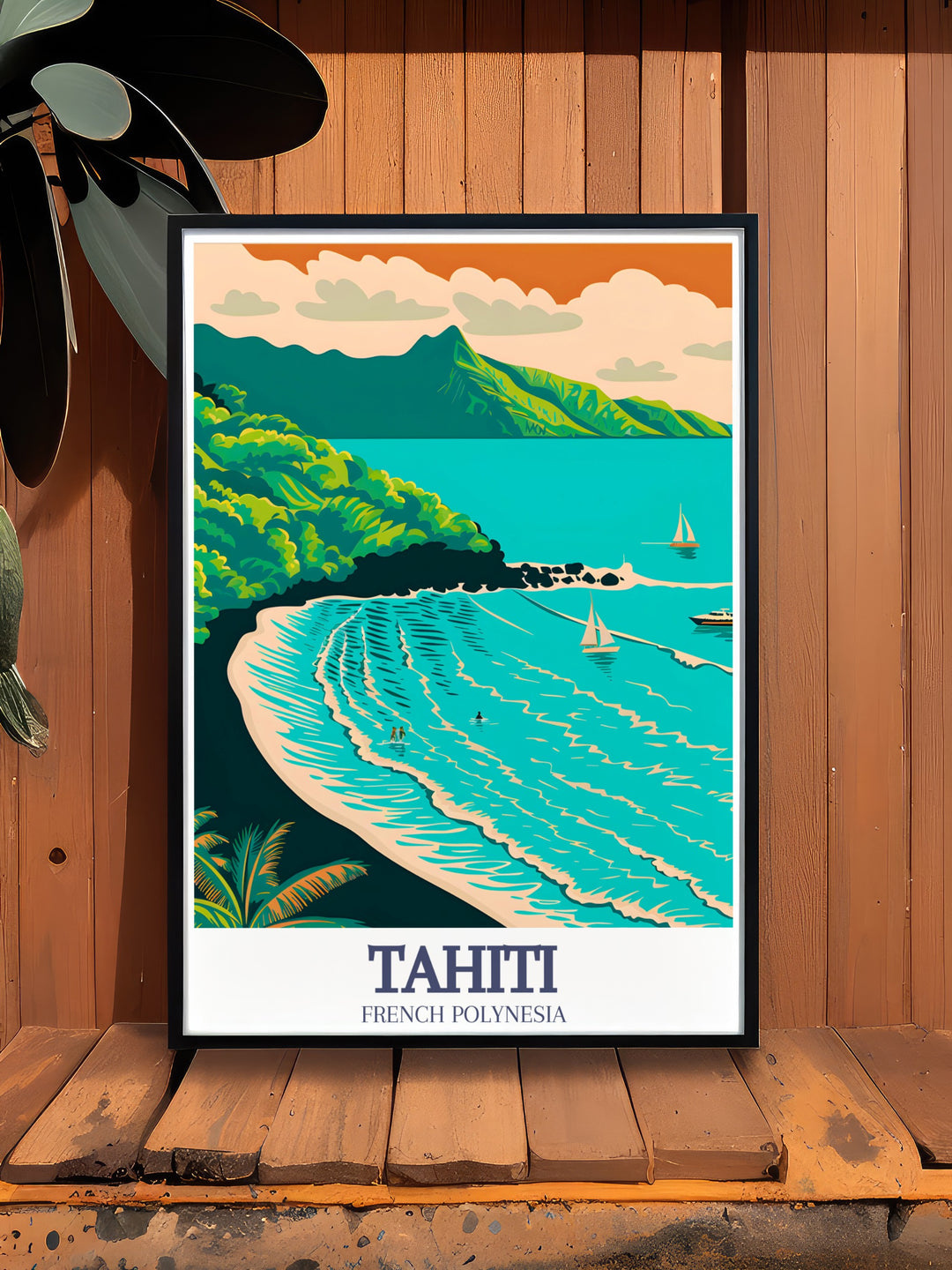 This Mahina Tahiti North coast travel print brings the serene beauty of French Polynesia into your home Perfect as a birthday or anniversary gift this stunning wall art offers a peaceful escape and adds a touch of elegance to any room