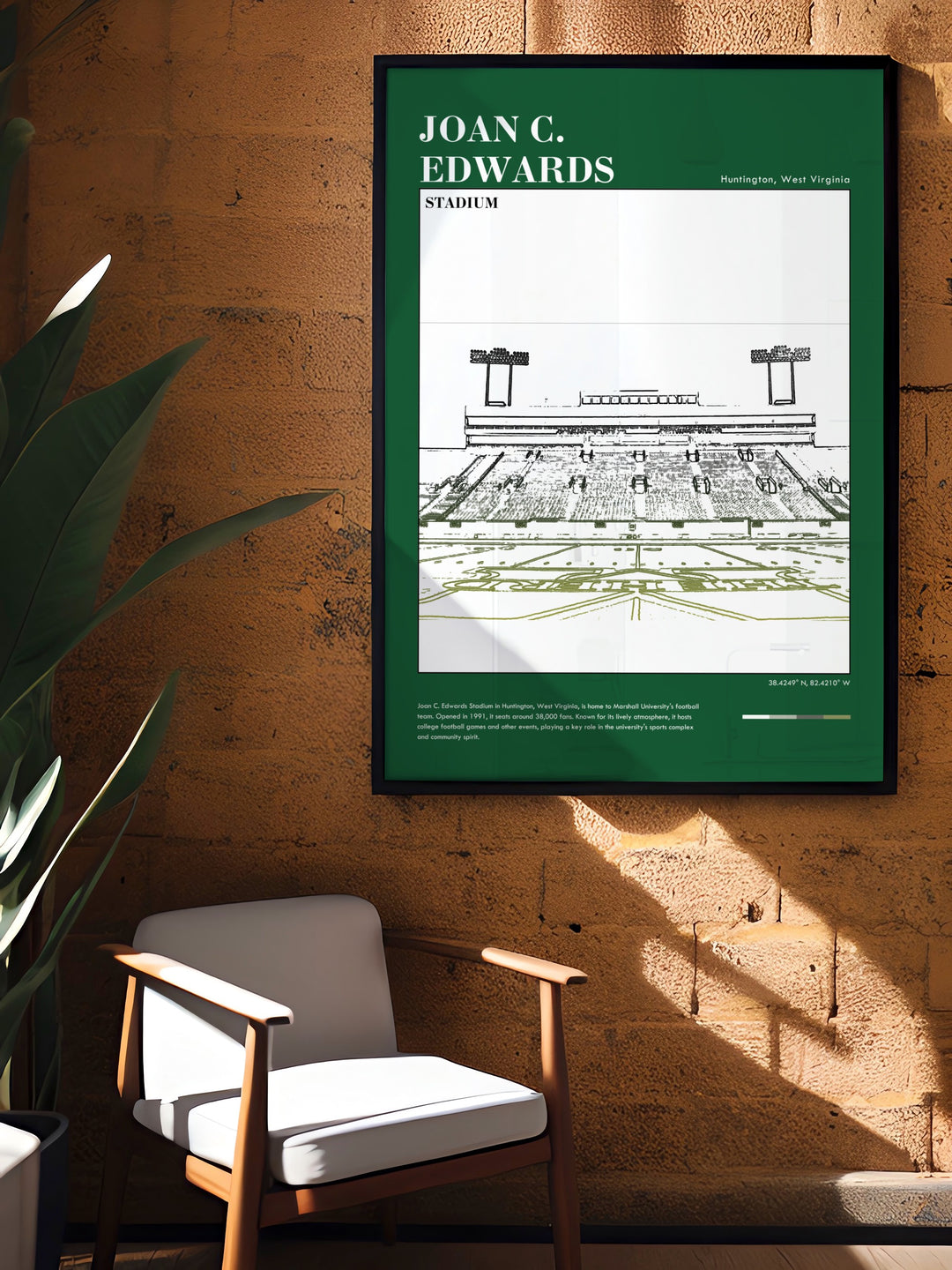 Joan C Edwards Stadium art print is a must have for Marshall football fans. The Marshall Herd print brings the game day atmosphere of Huntington to life making it ideal for decorating living rooms college dorms or gifting to sports lovers.