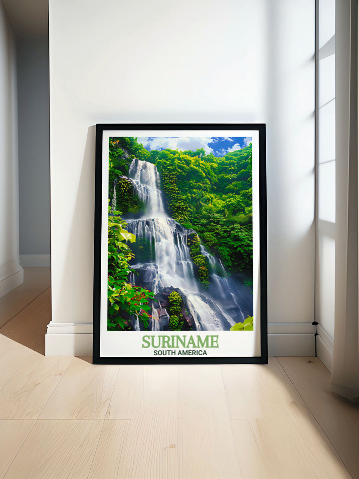 Paramaribo Poster showcasing the vibrant city of Suriname. Perfect for home decor or as a unique gift. Also features Brownsberg Nature Park for a touch of natural beauty and elegance.