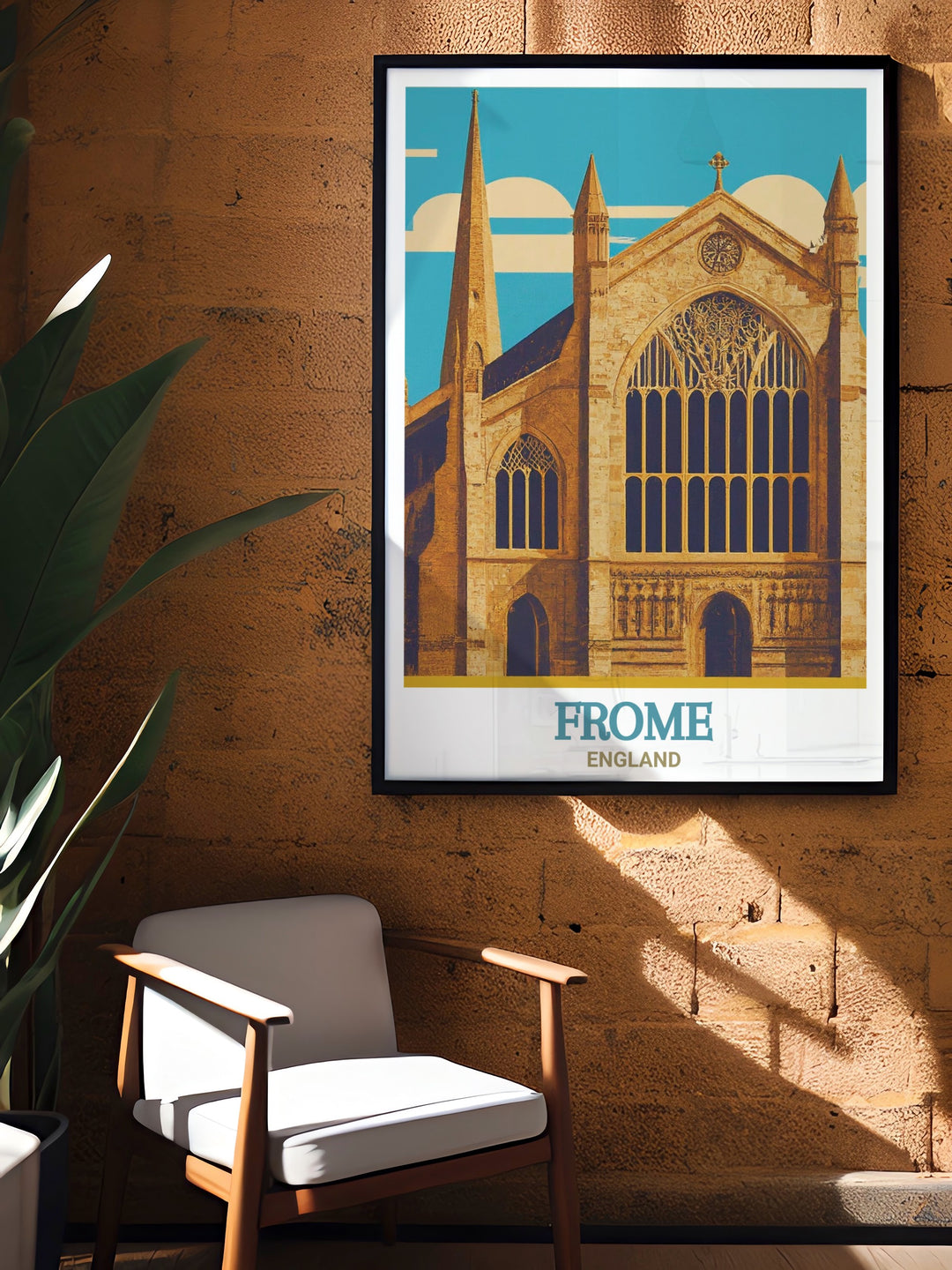 St. John the Baptist Church poster print showcasing the intricate details of this historic site in Frome, England. Perfect for lovers of UK art and England travel gifts, this print brings the charm of English architecture into your home decor.