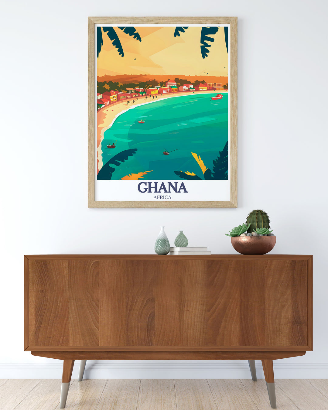 Capture the essence of Accra, Ghana, with this vibrant travel poster featuring the iconic skyline and the beautiful Labadi Beach. A perfect addition to your home décor, this print brings the energy of Accra into your living space, ideal for those who love African cityscapes and coastal vibes.