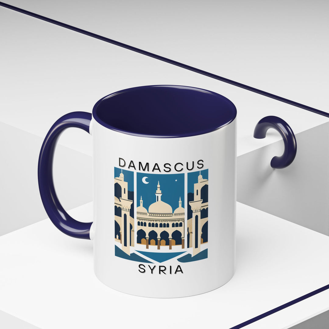 A meaningful Damascus Syria mug featuring artistic designs of the city’s historical landmarks. This durable mug is perfect for coffee or tea lovers and is ideal as a gift for those who appreciate Syria’s cultural significance.