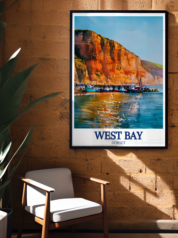 West Bay canvas art features the iconic cliffs and serene coastal views of the Jurassic Coast. Whether youve visited West Bay or dream of exploring it, this artwork offers a peaceful reminder of the beauty that defines Englands coastline, perfect for UK art lovers.