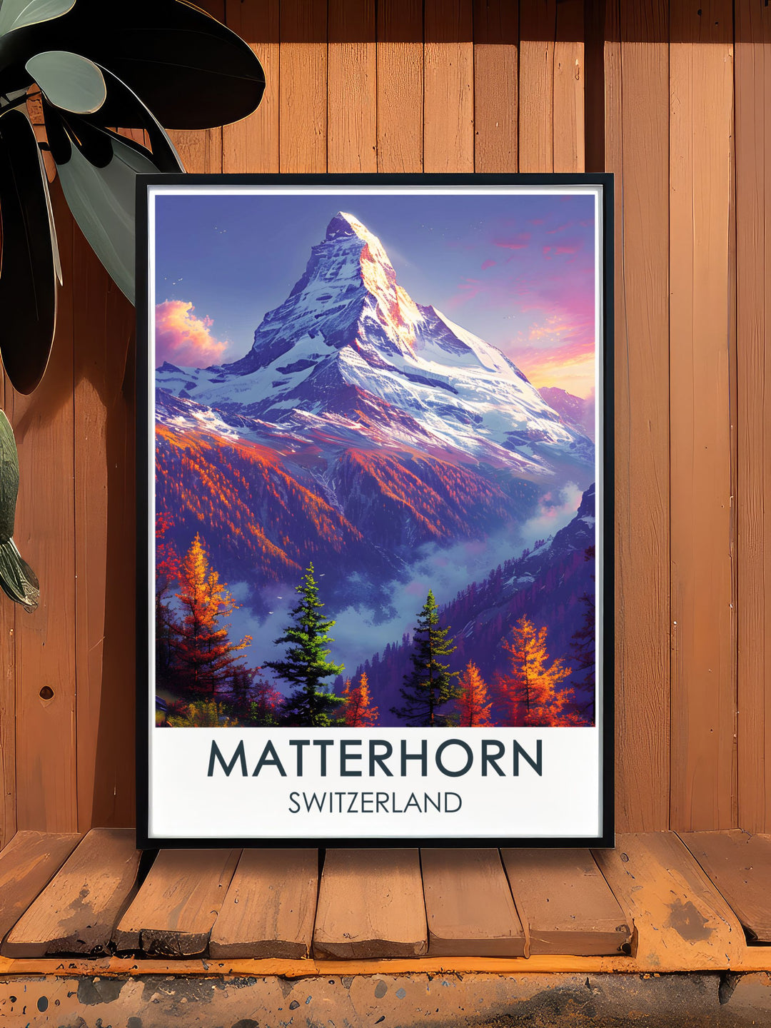 Lauterbrunnen Poster presenting the serene Swiss landscape alongside Matterhorn perfect wall decor ideal for travelers and art enthusiasts looking to add unique and stunning pieces to their collection