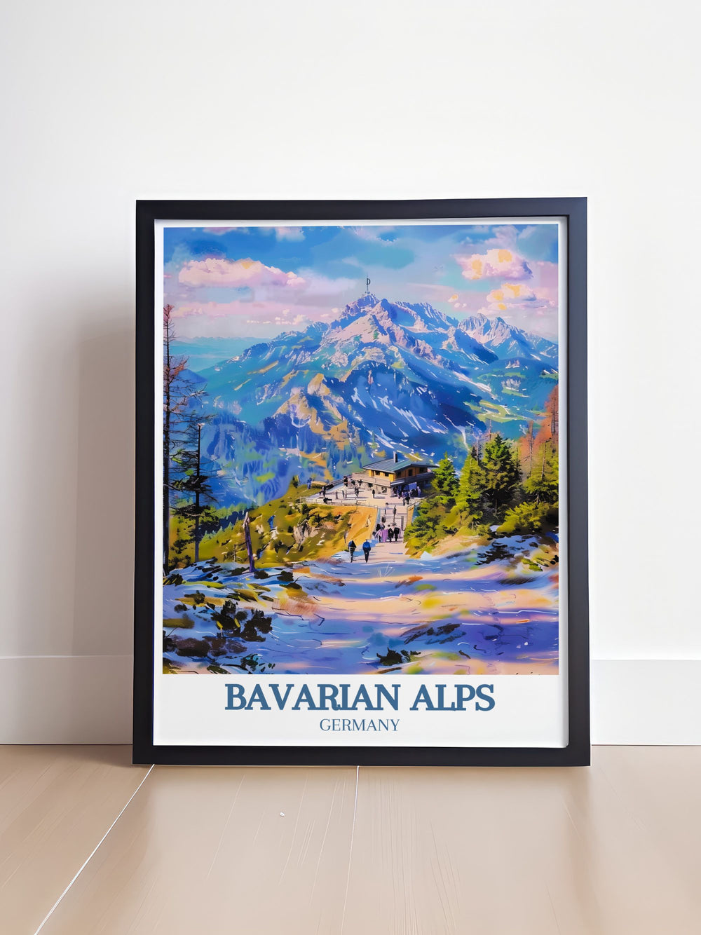 Exquisite Germany print highlighting the stunning landscapes of the Bavarian Alps and the iconic Eagles Nest, perfect for nature enthusiasts and travel art lovers. Adds a scenic and serene touch to your home decor.