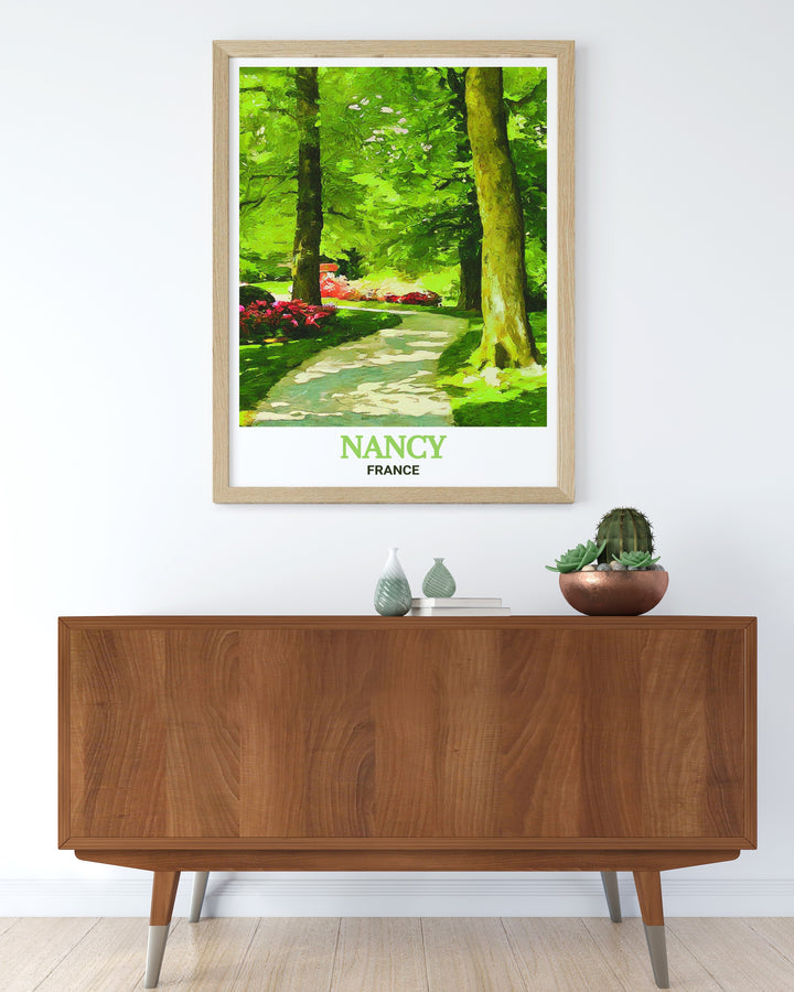 Nancy poster print offering a scenic representation of the citys famous Parc de la Pépinière, perfect for decorating your living space or gifting to France lovers.