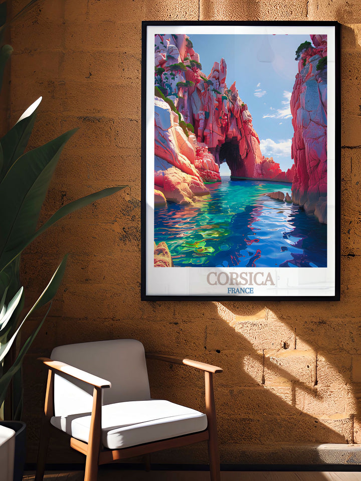 Captivating Corsica wall art with intricate illustrations of Calanques de Piana perfect for adding a unique and artistic touch to your home decor great for living rooms and bedrooms