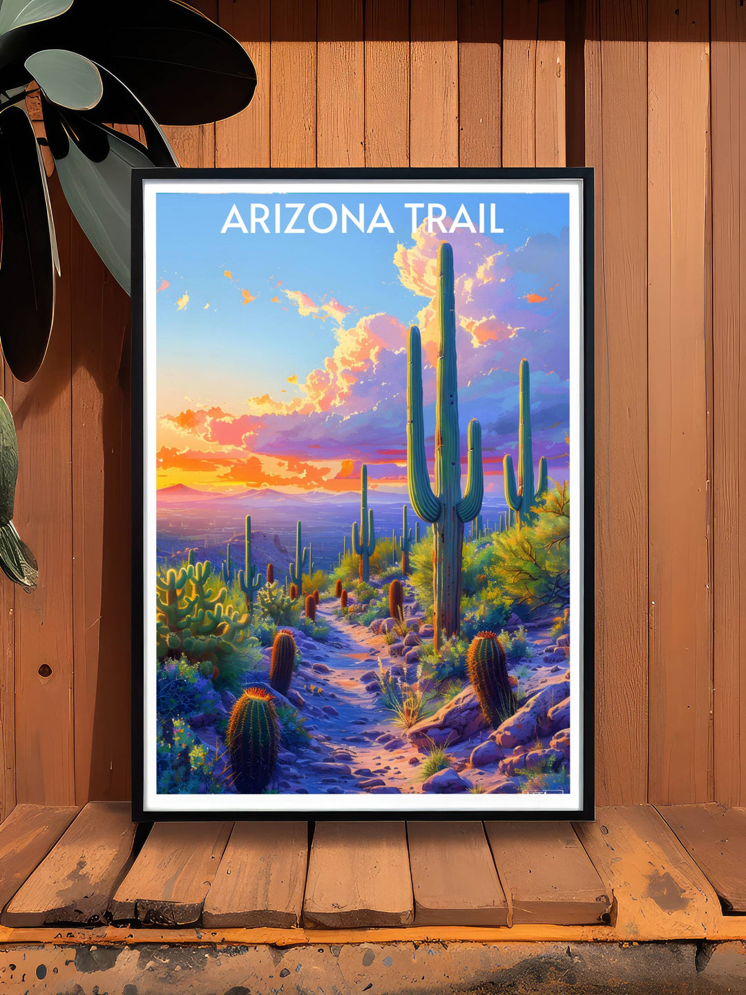 Arizona Trail Map and Saguaro National Park print designed for hiking enthusiasts celebrating the spirit of exploration and the breathtaking landscapes of Americas national parks perfect for home or office decor.