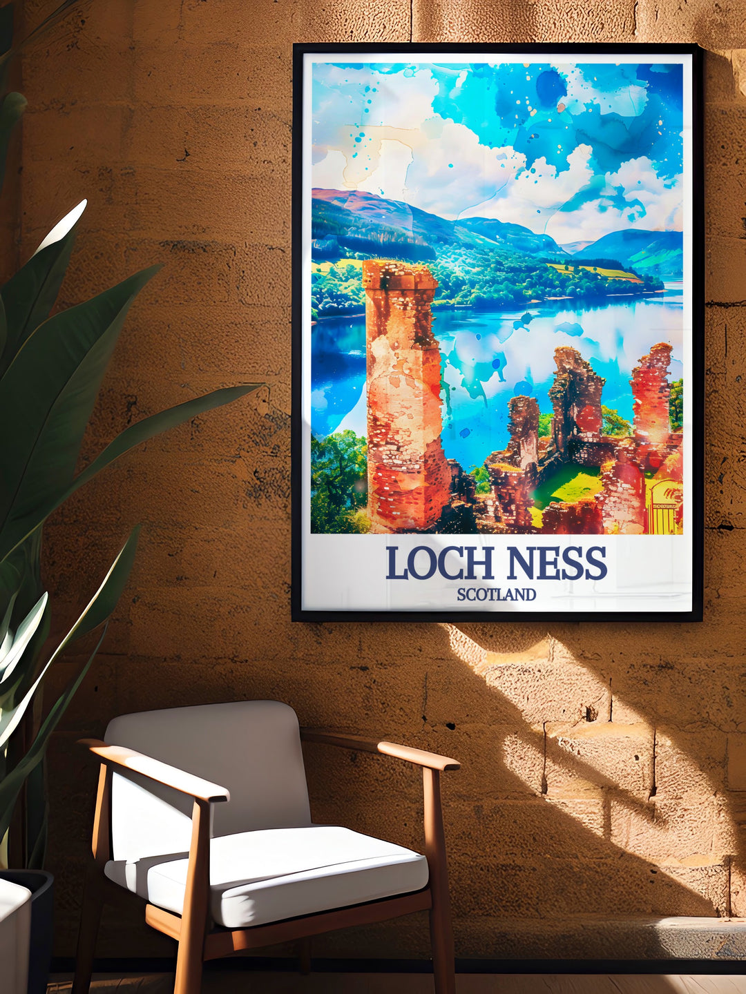 Transform your living room with this Loch Ness Urquhart Castle art print. The tranquil scenery of Loch Ness and the impressive silhouette of Urquhart Castle make this piece ideal for adding elegance and natural beauty to any room in your home.