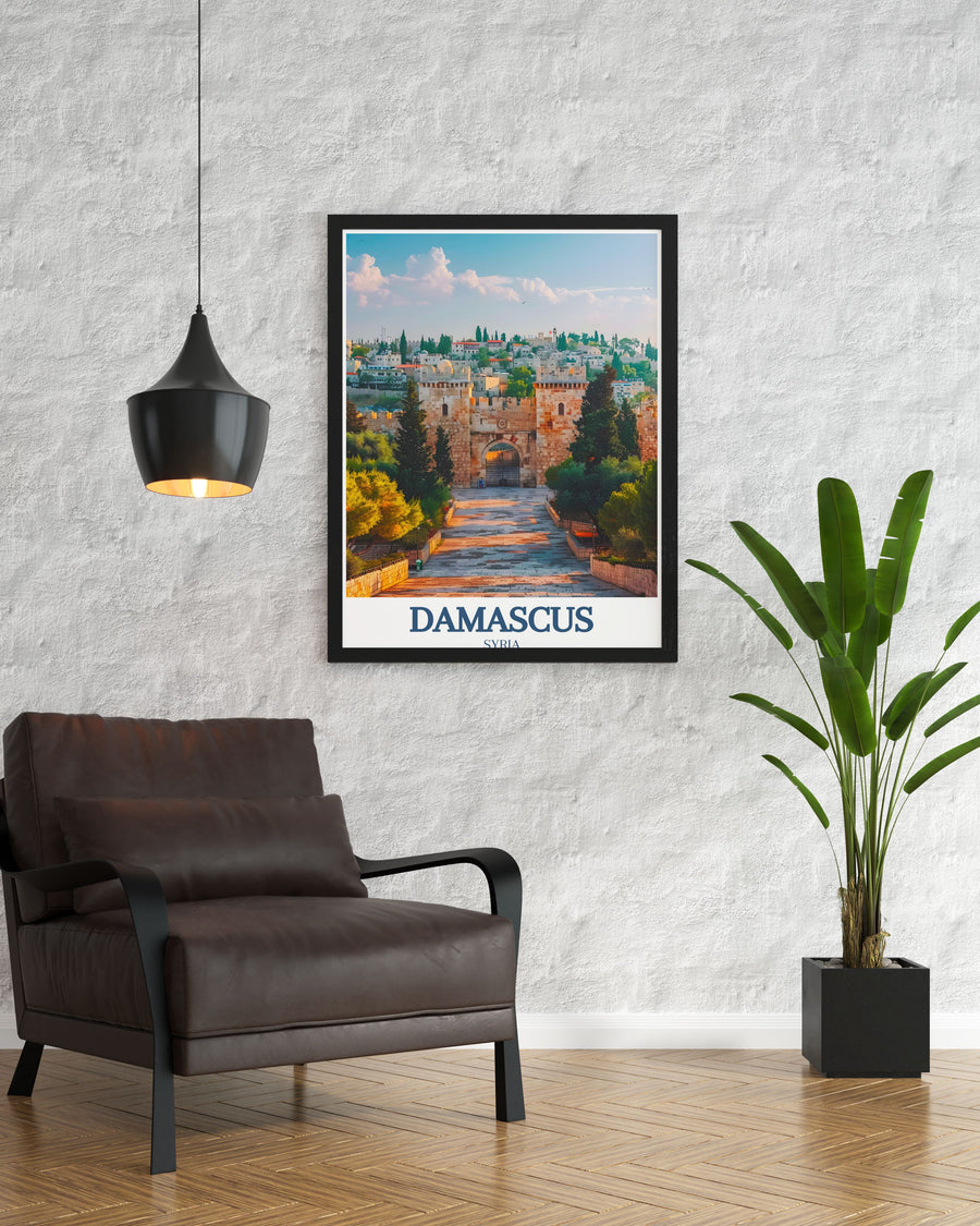 Gallery wall art featuring the majestic Bab al Amara gate, a symbol of Damascuss rich history and architectural beauty.