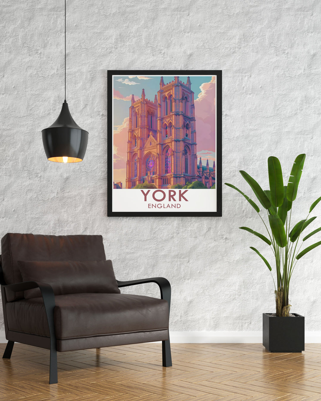 This travel poster artfully combines the stunning architecture of The York Minster with the rich history of York. Perfect for home decor, it celebrates the unique stories and beauty of these iconic landmarks.