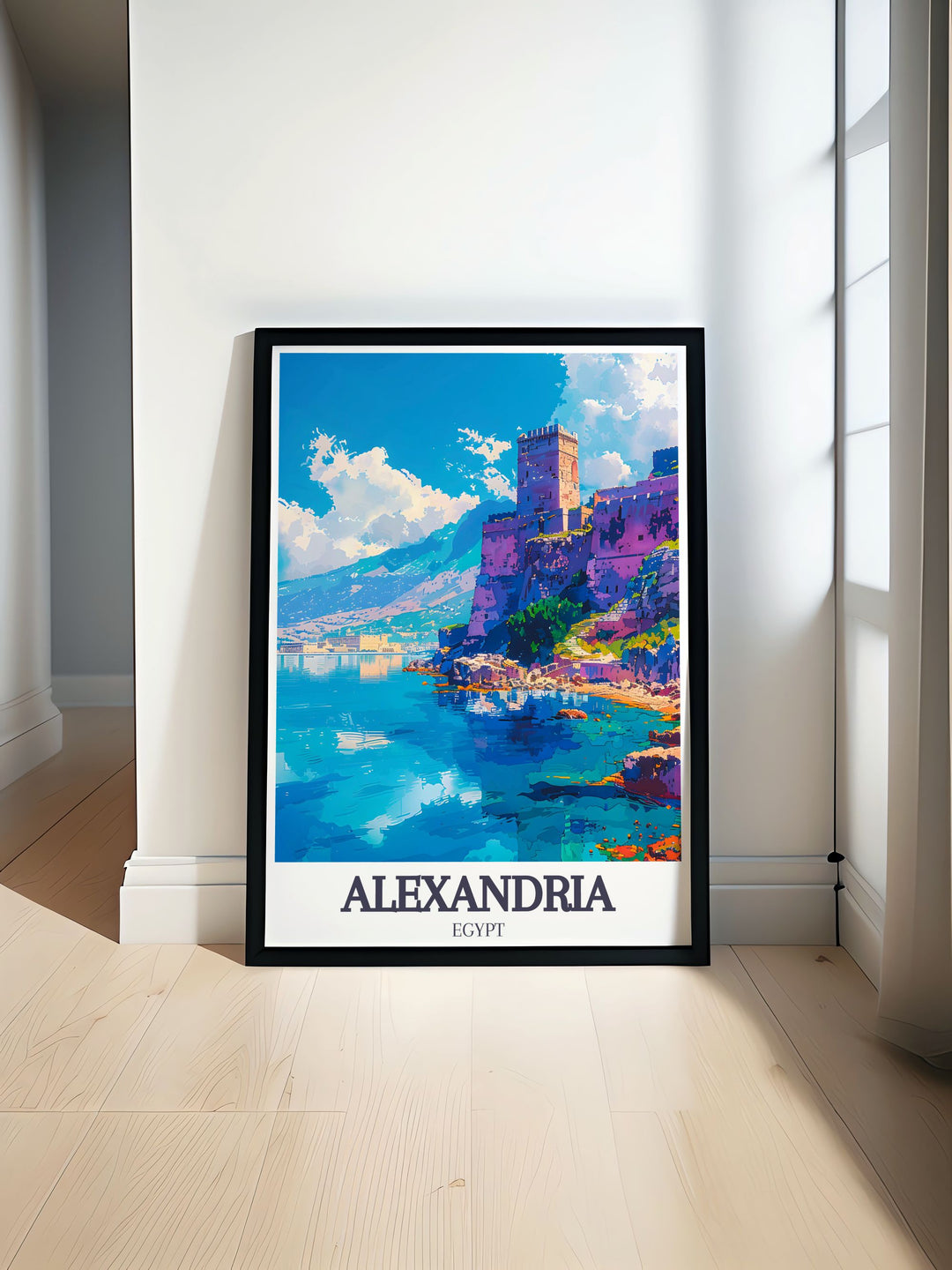 Discover the beauty of Alexandria Egypt with this vibrant art print featuring the iconic Citadel of Qaitbay Pharos Lighthouse. Perfect for home decor, this colorful artwork captures the essence of the historic landmarks in fine detail and adds a touch of elegance to any space.