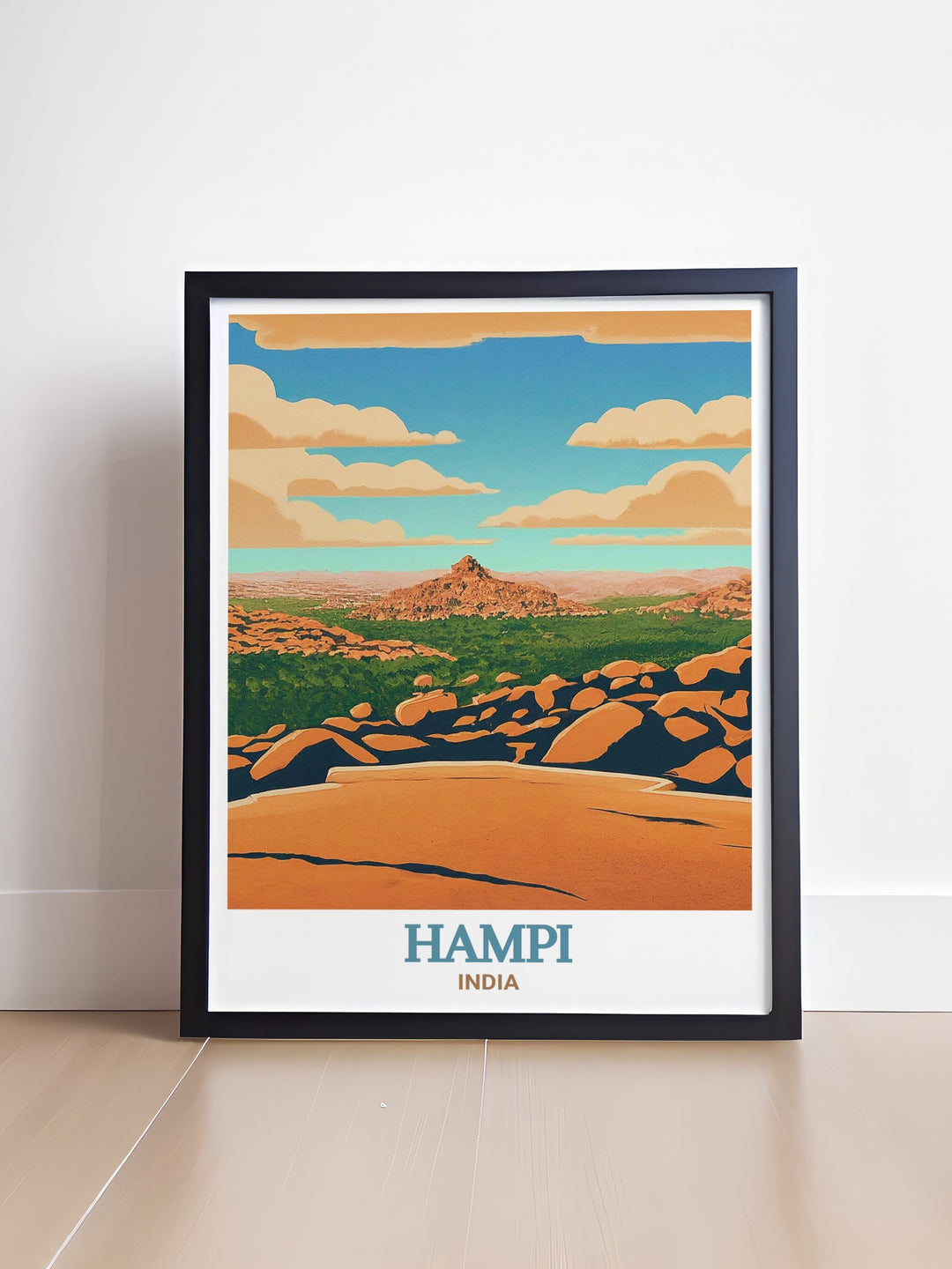 Fine art print of Hampis Matanga Hill, highlighting the stunning sunrise and historical ruins. This artwork brings the majestic views of one of Indias UNESCO World Heritage Sites into your home, adding a touch of cultural elegance to your decor.