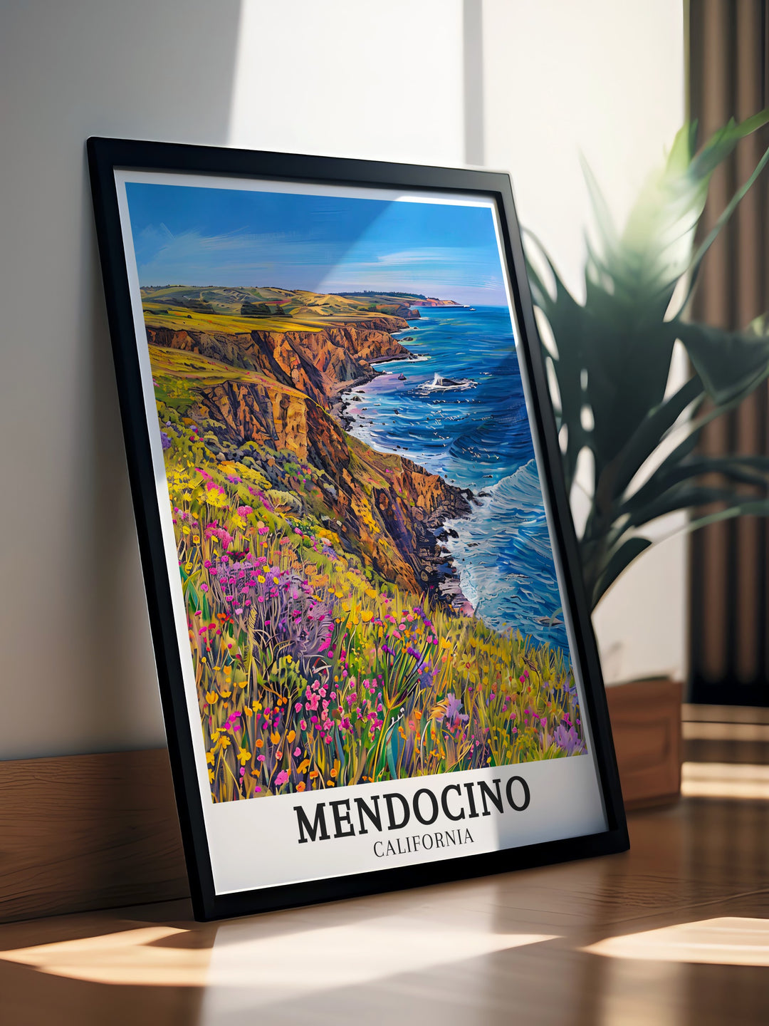 Mendocino Coast travel posters capturing the stunning views of the Pacific Ocean and rugged cliffs. Perfect for adding coastal elegance to any decor, this travel wall art brings the serene landscapes and vibrant scenery of Mendocino into your home. Each piece is meticulously crafted to reflect the regions natural beauty.