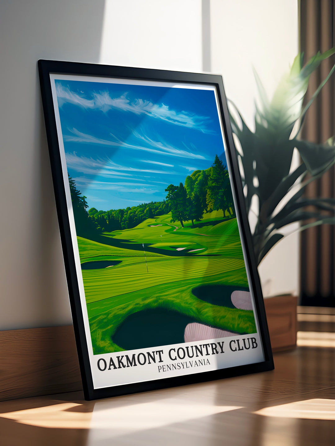 Elevate your home decor with this Oakmont print featuring the Church Pew Bunker in Plum Pennsylvania a piece of Pennsylvania art that combines the natural beauty of the landscape with the strategic design of one of Americas most famous golf courses