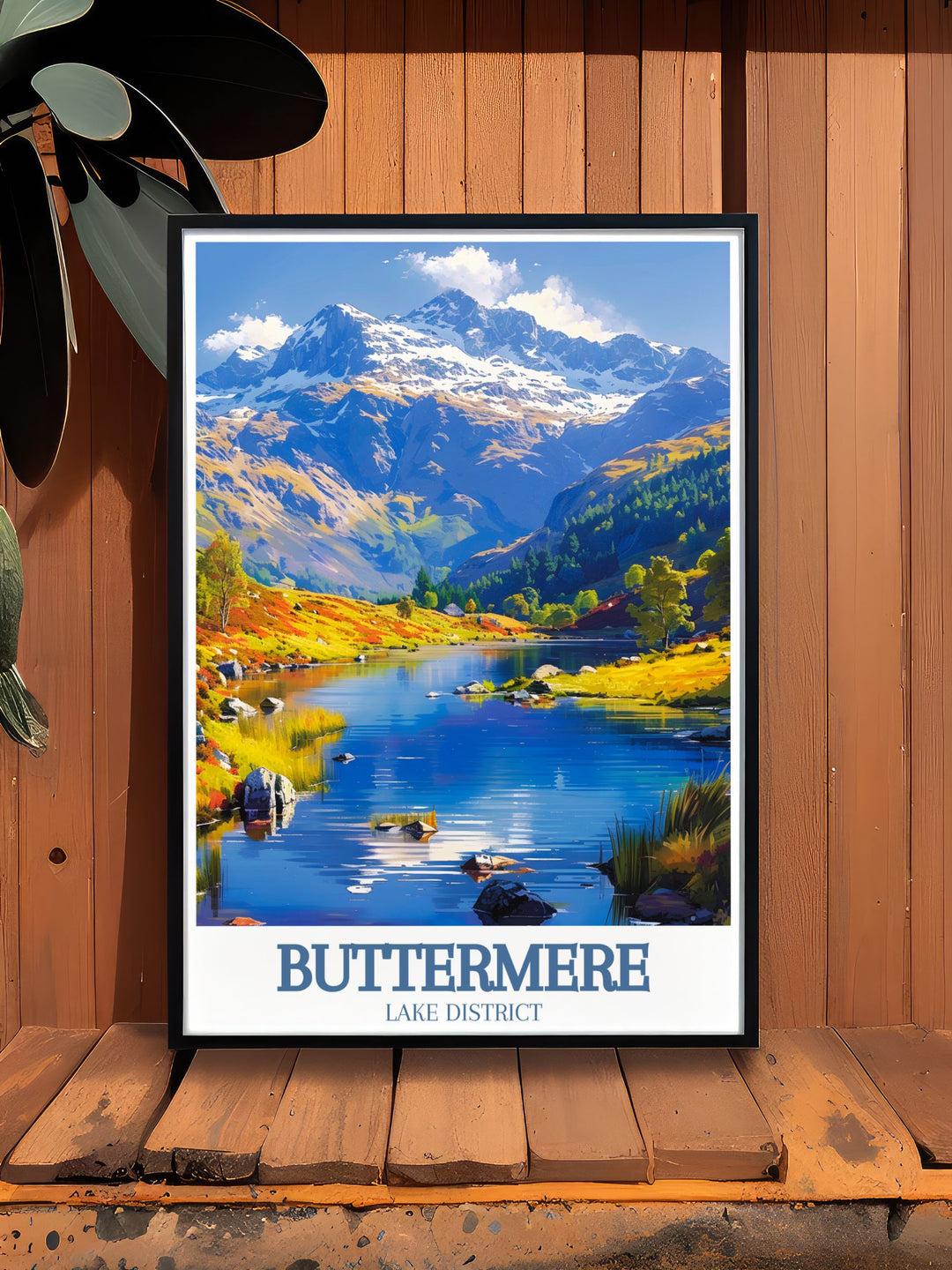 Buttermere Lakes tranquil waters and the rugged terrain of Haystacks are beautifully depicted in this art print, making it a versatile piece for any home decor.
