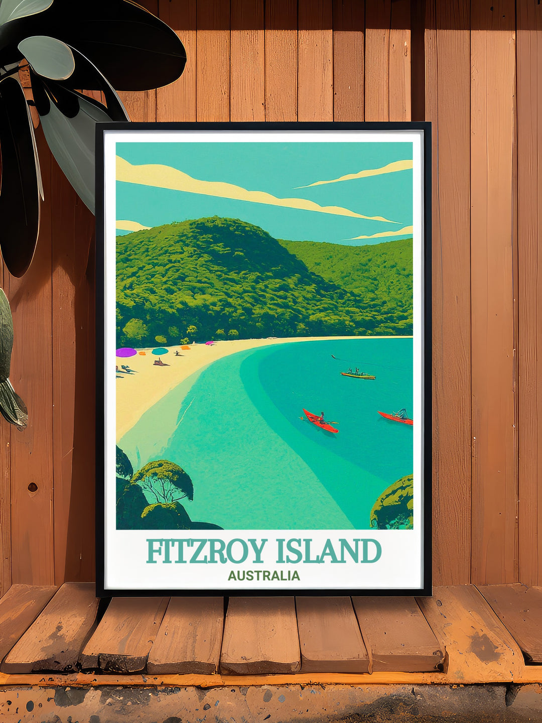 Fitzroy Island vintage poster offers a nostalgic view of Australias tropical haven, with the tranquil Welcome Bay featured in stunning detail. This canvas print makes a beautiful addition to any home décor, ideal for those who cherish peaceful beach settings.