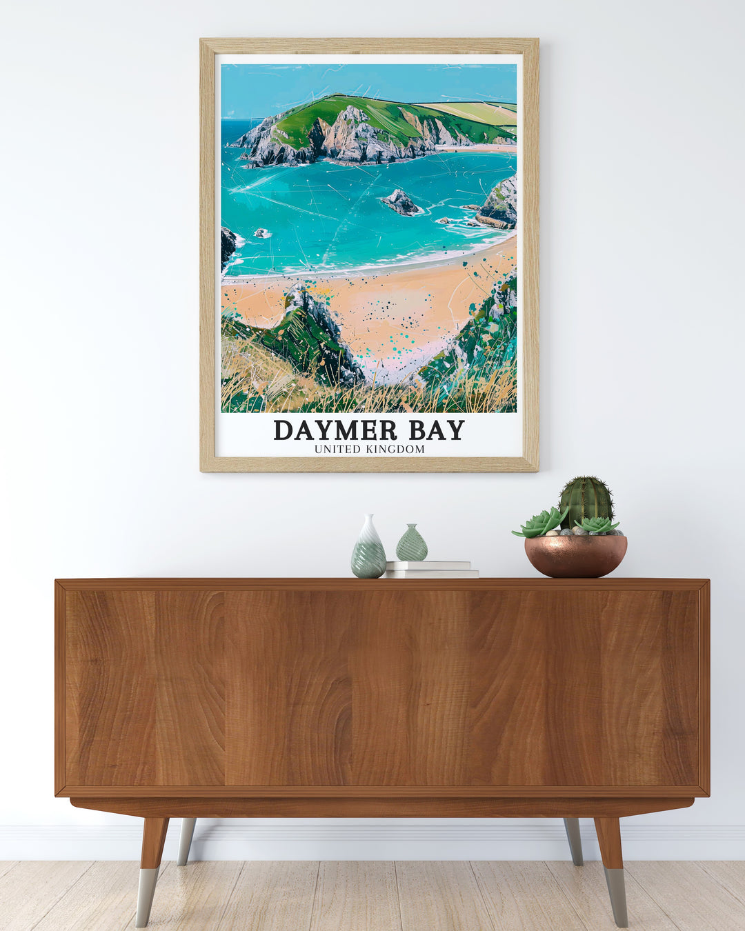 Highlighting the quiet beauty of Daymer Bay, this poster captures the wide open sands and gentle waves that define this North Cornwall beach. Ideal for those who cherish peaceful coastal escapes, this artwork adds a serene atmosphere to any space.