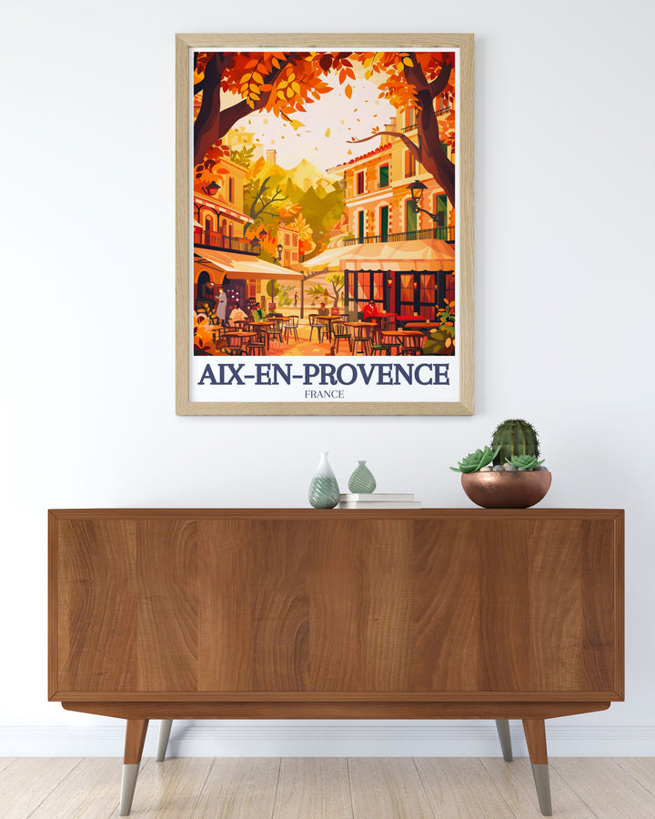 Vibrant art print of Cours Mirabeau Quartier Mazarin with intricate details and rich hues perfect for home decor or as a thoughtful gift for friends who love travel and art