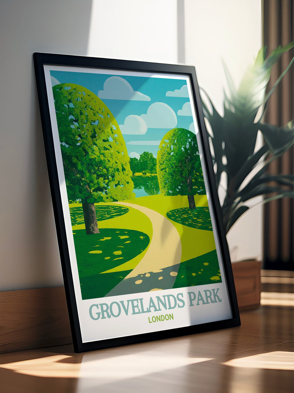 Grovelands Park and Broomfield Park offer timeless beauty in this vintage North London print. Perfect for creating elegant home decor, these London park posters capture the essence of tranquil green spaces in Enfield and Southgate.