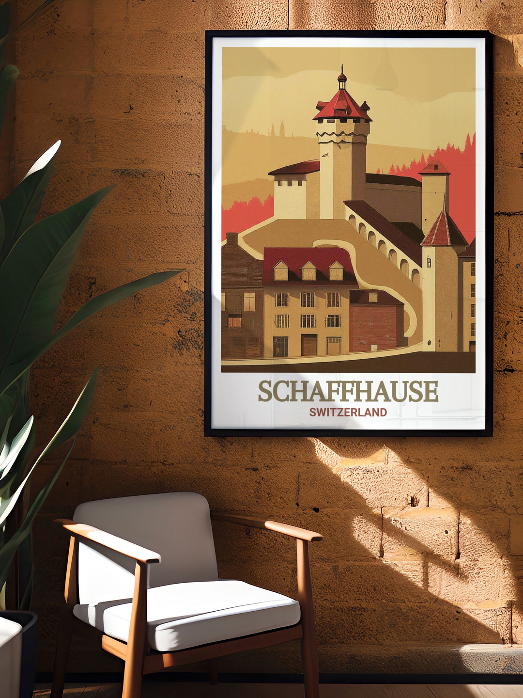 Munot Fortress in Schaffhausen art print. Capturing the historic and architectural beauty of this iconic Swiss landmark. Ideal for home decor or gifts, showcasing Switzerlands rich heritage. Perfect for adding a touch of elegance to any space.