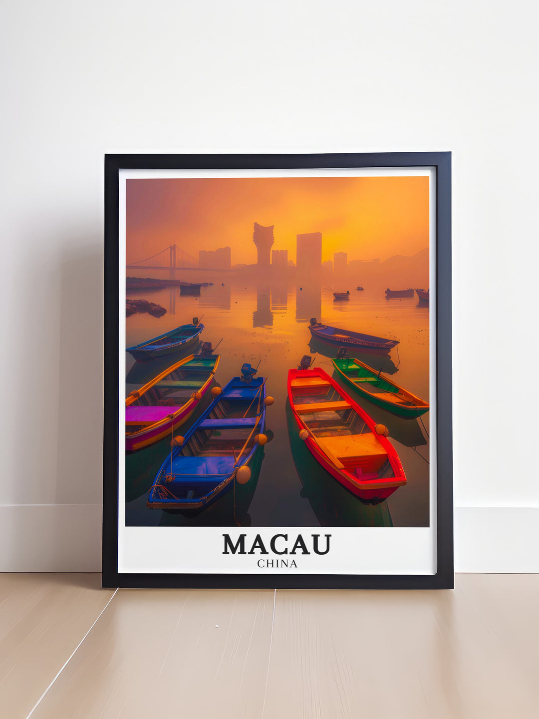 Elevate your living space with this elegant Macau Art Print showcasing the Macau Outer Harbour Macau Skyline and South China Sea The perfect addition to any room this artwork offers a captivating view of one of Asias most iconic cities making it an ideal gift for any occasion