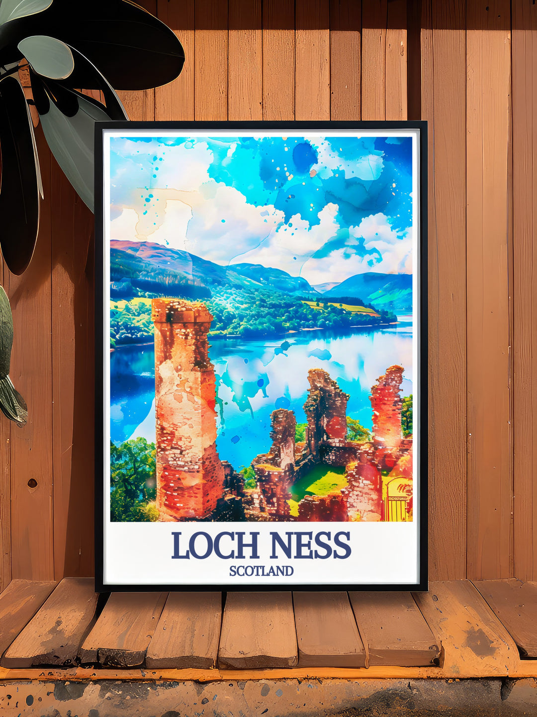 Loch Ness Urquhart Castle wall print featuring the majestic Scottish landscape. This beautiful artwork is perfect for those who love nature, history, and the mystery of Loch Ness. Ideal for home decor and a thoughtful gift for any occasion.