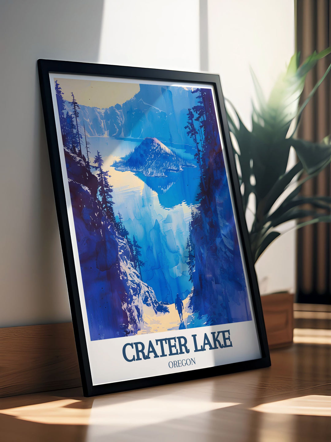 The majestic scenery of Crater Lake and the iconic beauty of Mount Scott are featured in this vibrant national park poster, perfect for adding Oregons unique charm and elegance to your home.