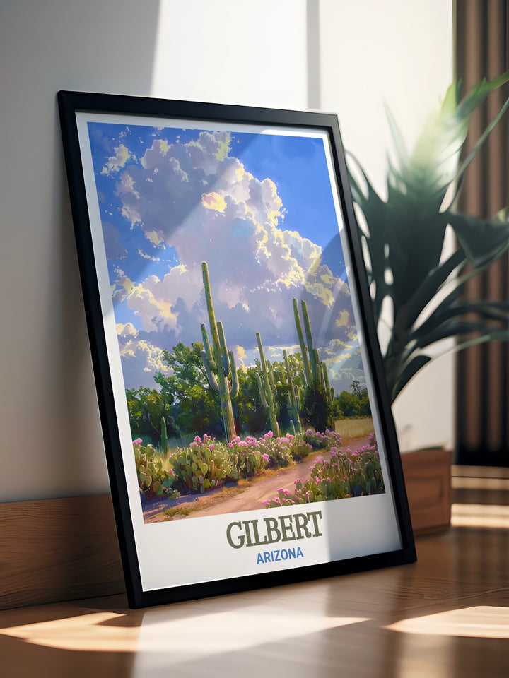 Bring the natural beauty of the Riparian Preserve into your home with this Arizona wall art. This print captures the lush greenery and peaceful waters of the Gilbert landmark, making it an ideal gift for nature enthusiasts or Arizona travelers.