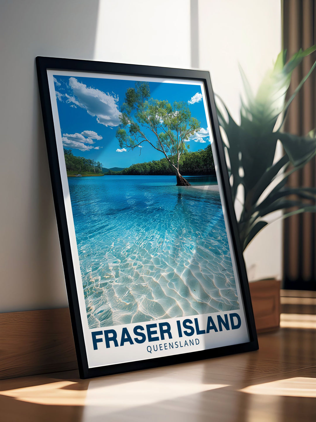 Fraser Island and LakeMcKenzie Wall Art bring the beauty of Queensland into your home. This Australia Poster offers a peaceful and detailed view of LakeMcKenzie making it a perfect addition to modern decor or as a unique personalized gift for travel enthusiasts.