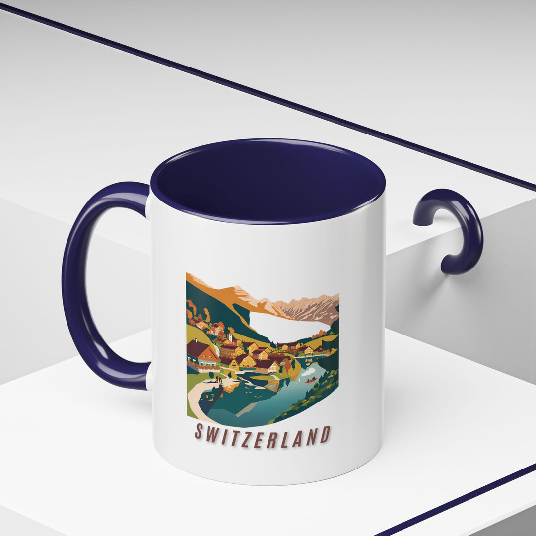 Celebrate the spirit of Switzerland with this mug featuring vibrant images of the countrys cultural highlights. Dishwasher and microwave safe, made from durable ceramic, ideal for coffee or tea lovers seeking a unique and artistic mug that captures Switzerland mugs essence.