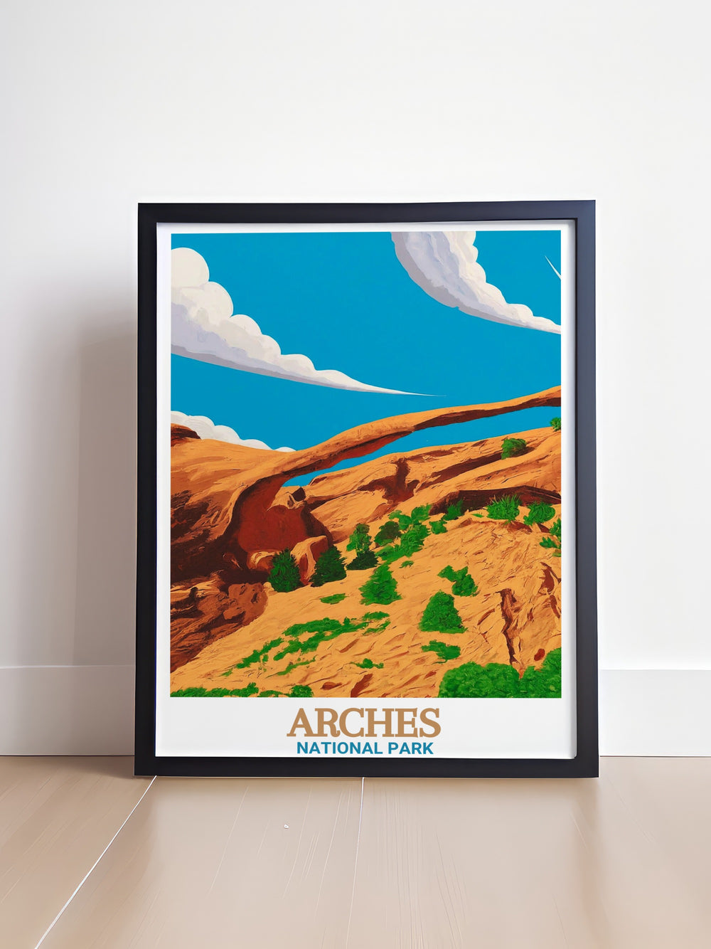 Stunning Landscape Arch wall art featuring the majestic rock formation in Arches National Park ideal for adding a touch of natural beauty to any room and serving as a unique piece of National Park decor.