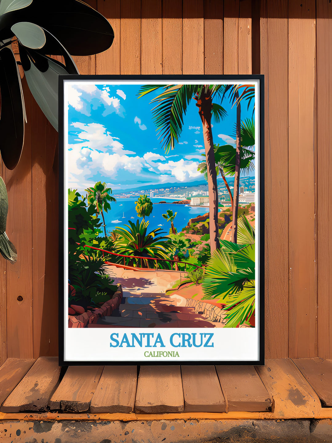 Beautiful Santa Cruz poster and Palmetum de Santa Cruz artwork create a unique display of California travel and nature. Perfect for adding elegance to home decor this piece makes a thoughtful gift for art lovers and travelers.