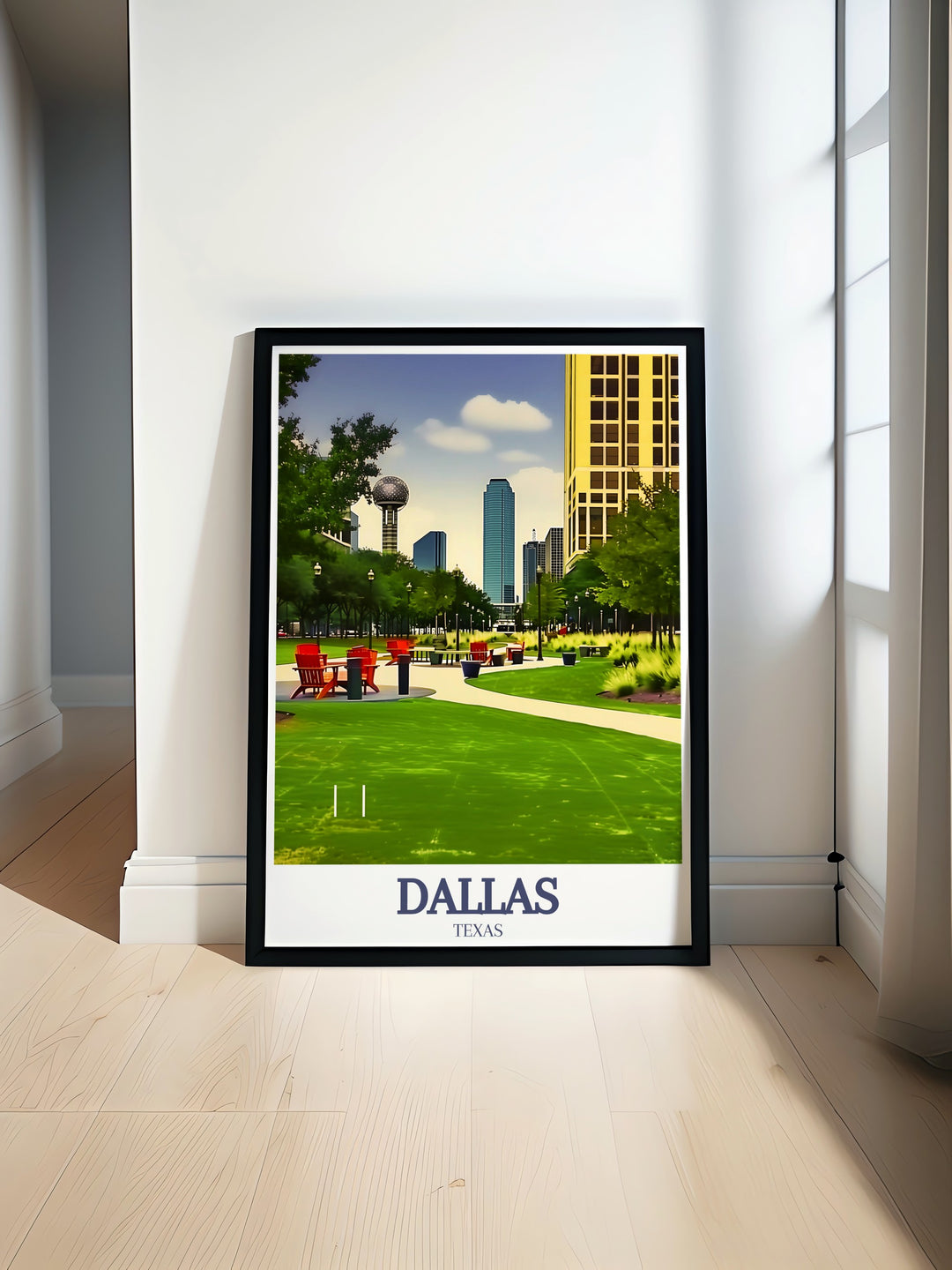 Dallas skyline wall art featuring Klyde Warren Park and downtown Dallas A perfect addition to any home decor this Texas art print showcases the vibrant spirit of Dallas in a modern style ideal for gifts or as a centerpiece for your living room