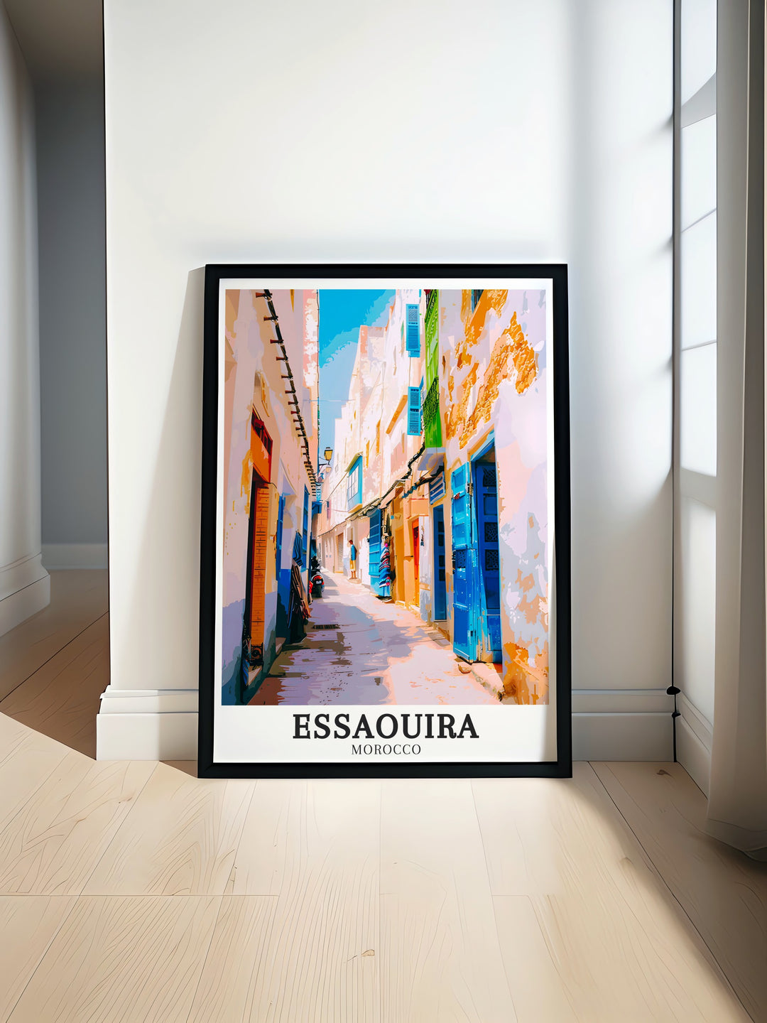 Decorate your space with this exquisite travel print of Essaouira Old Town and Derb. The artwork features vibrant colors and intricate designs that highlight the architectural beauty of Morocco. A wonderful gift for travel lovers or anyone seeking to add a worldly touch to their home.