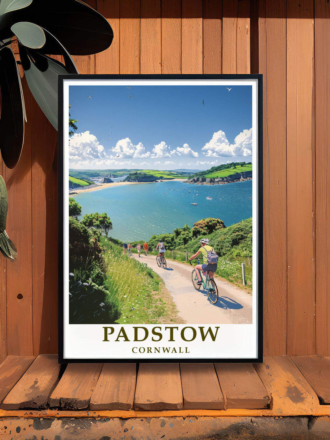 UK Travel Poster of Padstow Harbour perfect for creating a bucket list of Cornwall destinations stunning Padstow Estuary and Camel Trail artwork ideal for travel enthusiasts and those who love Cornwall seaside and fishing Cornwall