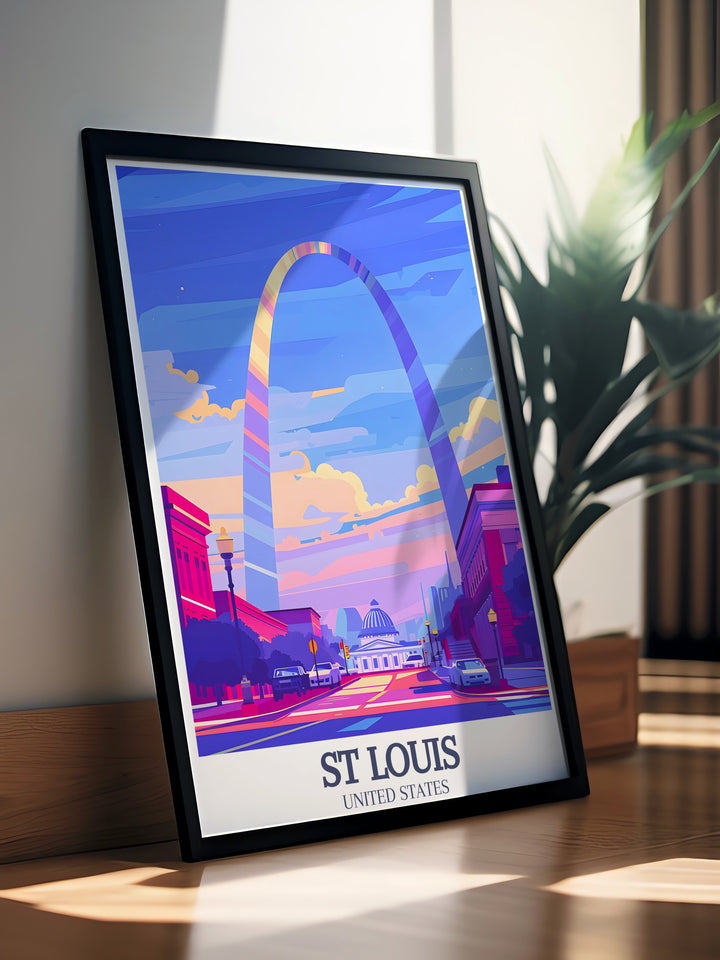 Stunning Gateway Arch and Old Courthouse St Louis wall art capturing the rich cultural heritage and architectural beauty of Missouri framed print for stylish home decor unique gifts for travelers and locals who appreciate fine city artwork