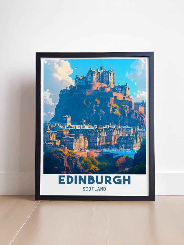 Vintage poster highlighting the historic charm of the Royal Mile in Edinburgh, showcasing the streets cultural richness and scenic views.