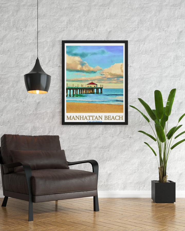 Bring the beauty of Manhattan Beach and its famous pier into your home with this travel print. Perfect for California lovers and beach enthusiasts, this canvas art captures the vibrant colors and scenic views of the Manhattan Beach shoreline.