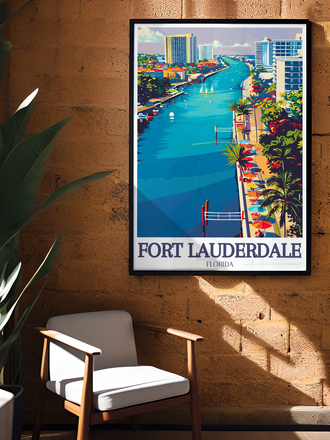 Lauderdale Wall Art capturing the essence of Fort Lauderdale Beach and the Intracoastal Waterway, ideal for decorating your living room or office with a touch of Floridas coastal charm.