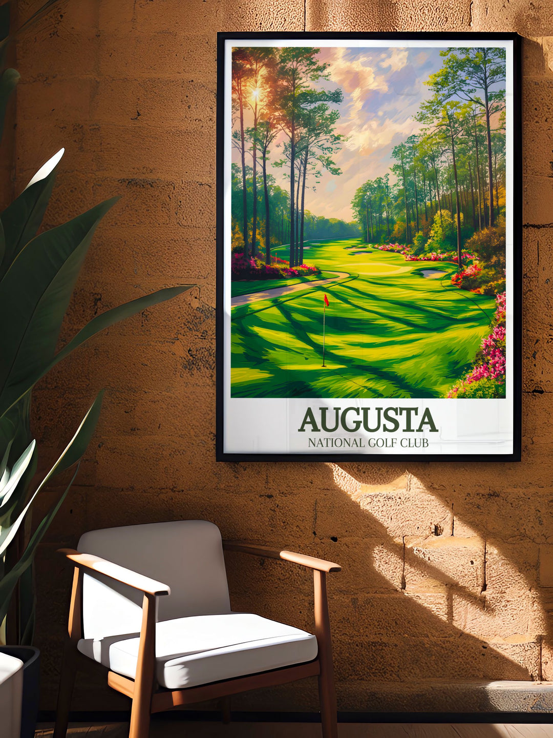 Augusta National travel poster print of Magnolia Lane Amen Corner perfect for creating a golf themed room or as a unique personalized gift for any occasion capturing the spirit of this legendary golf course