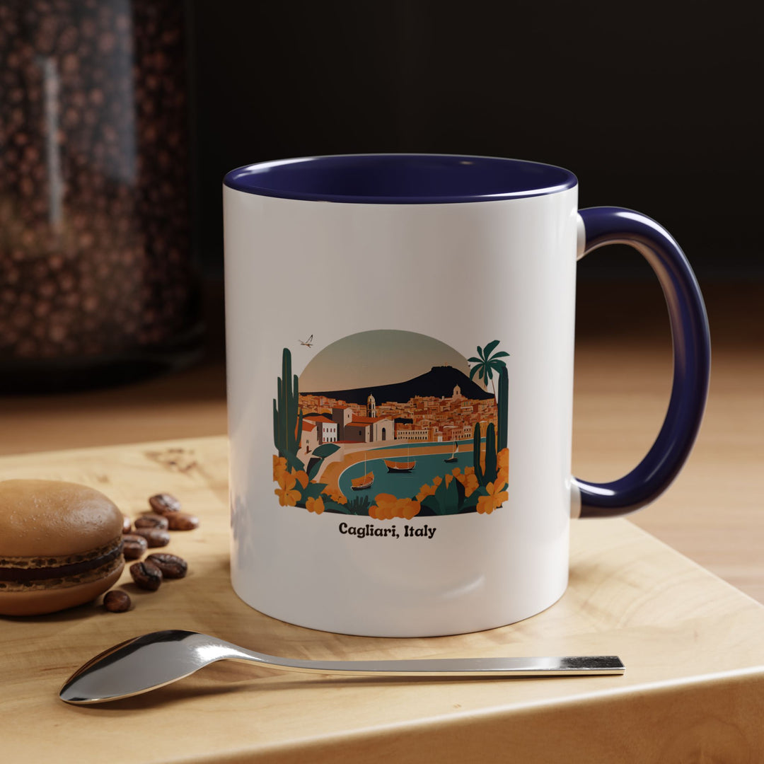 The Cagliari Sardinia Italy Mug is a ceramic masterpiece showcasing the scenic beauty and cultural richness of Sardinia. Dishwasher safe and perfect for coffee or tea, it is a stylish keepsake or a thoughtful gift for any Italy lover.