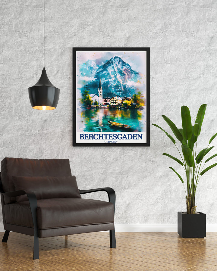 The Ramsau canvas art portrays the peaceful village scene in Bavaria, framed by the impressive Berchtesgaden Alps. This custom print is perfect for travelers or anyone who appreciates the beauty of Germanys lesser known gems.