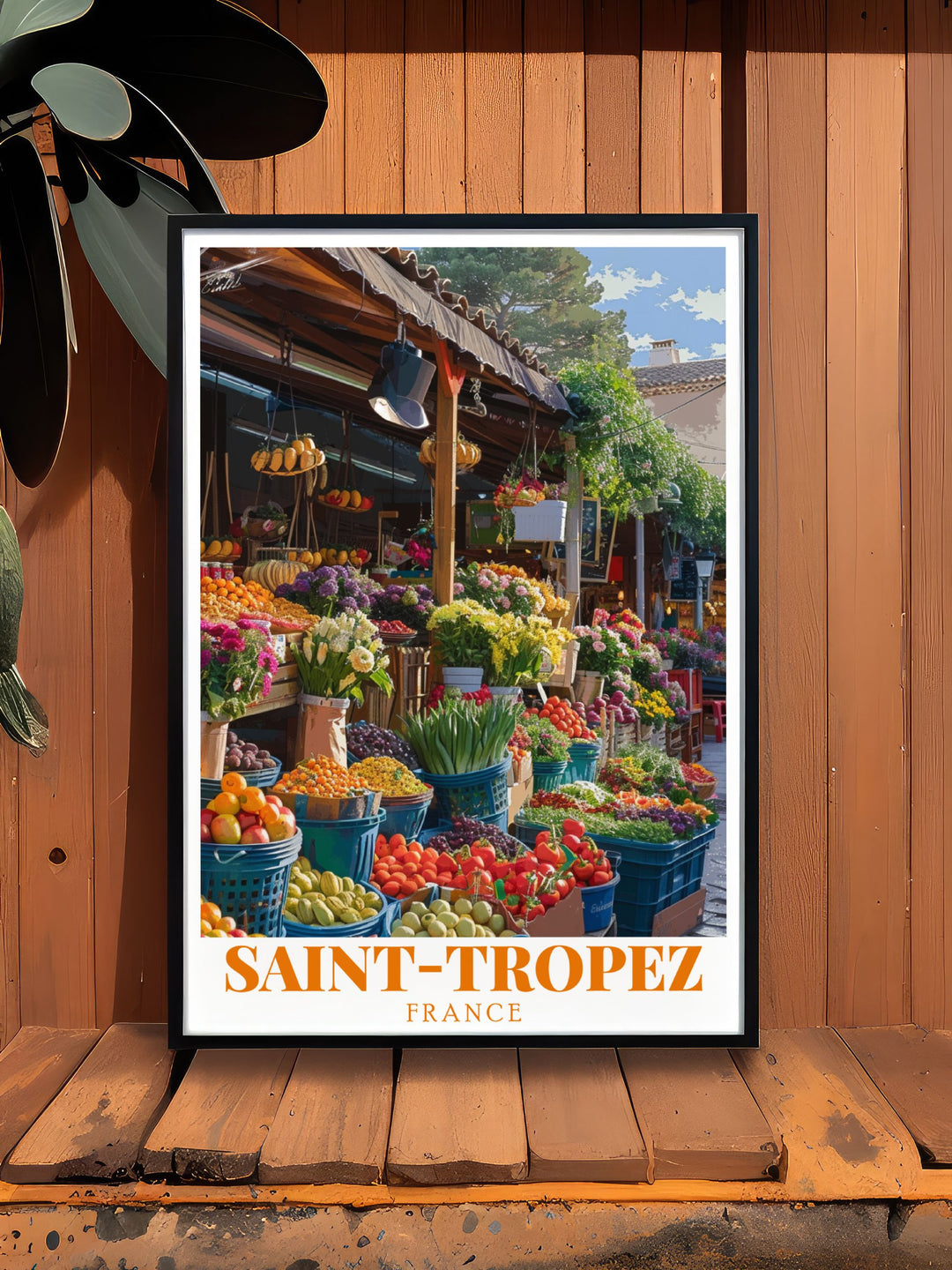 St Tropez travel poster combined with Place des Lices Market stunning prints for a modern home decor look. Bring the beauty of the French Riviera into your space with these elegant wall art pieces perfect for adding sophistication to any room.