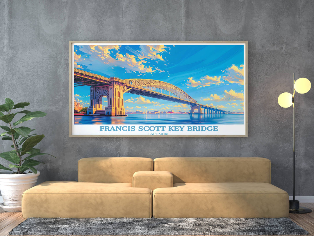 Baltimore Art Print - Baltimore Bridge - Francis Scott Key Bridge - Maryland Art Work - Travel Poster - Téléchargements numériques