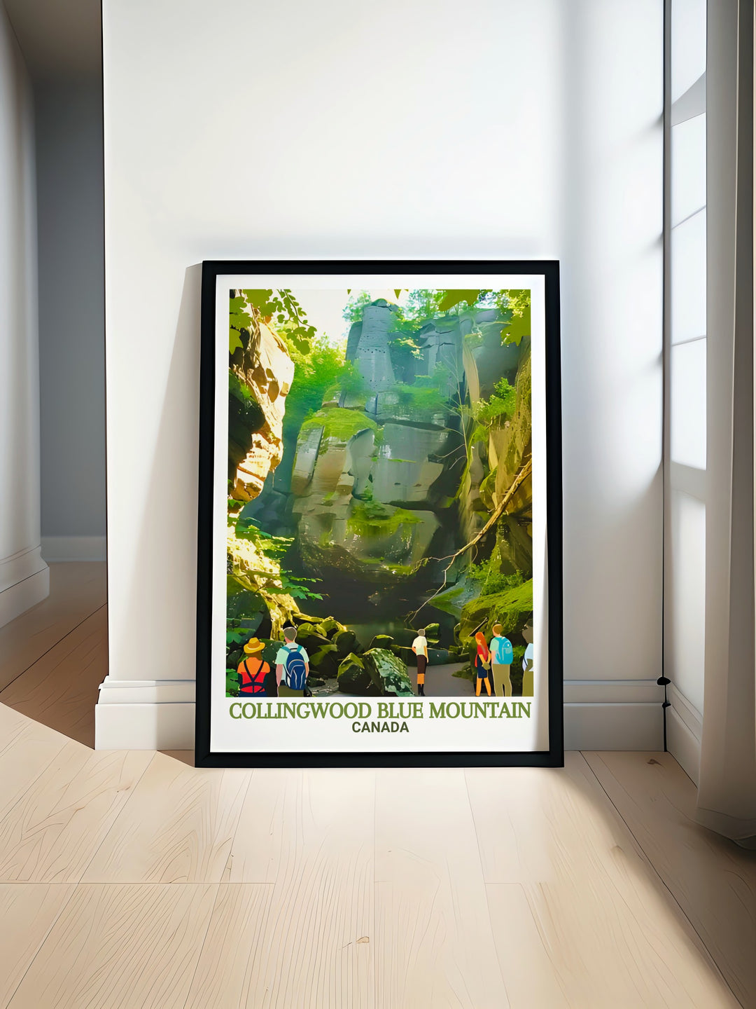 Collingwood Poster Print offers a beautiful view of Blue Mountain and Scenic Caves Nature Adventures, showcasing Ontarios most scenic outdoor destinations. This travel print is ideal for those who want to bring a touch of Canadian wilderness into their home.