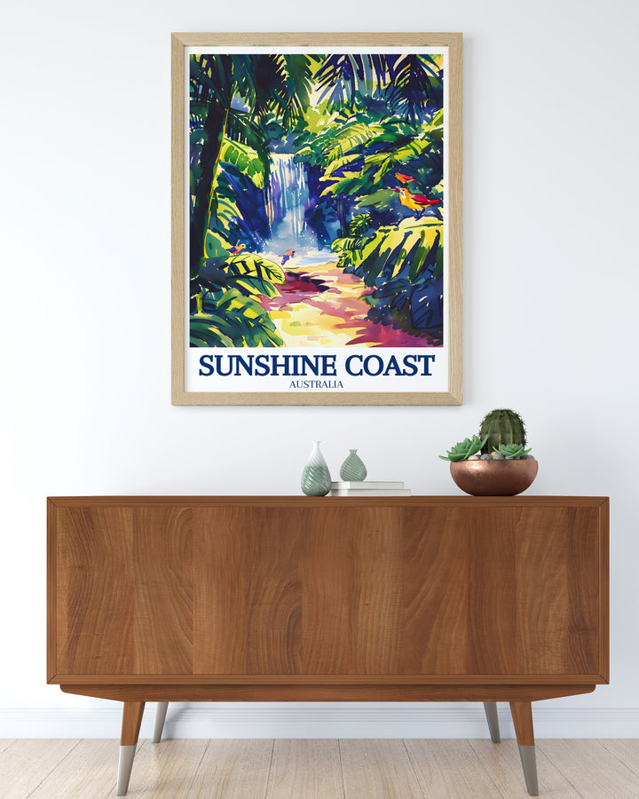 Elegant Sunshine Coast hinterland Twinfalls modern prints ideal for transforming your living space with captivating Australia wall art and sophisticated decor